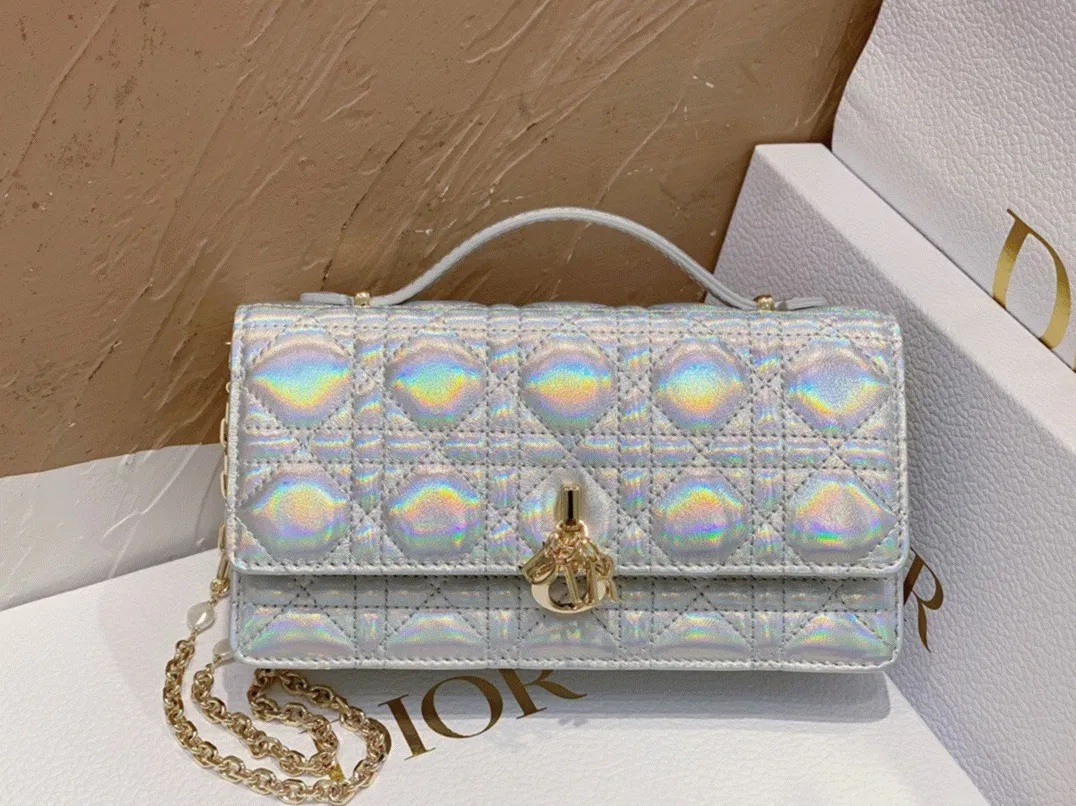 Dior Miss Dior Mini Bag Knockoff in Iridescent Metallic Silver Lambskin — image 3