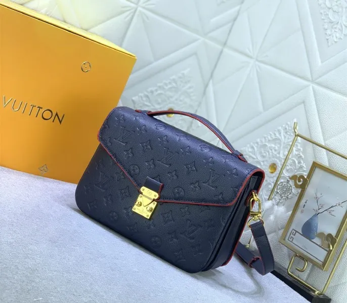 LV Monogram Empreinte Leather Metis In Navy Blue And Red — image 2