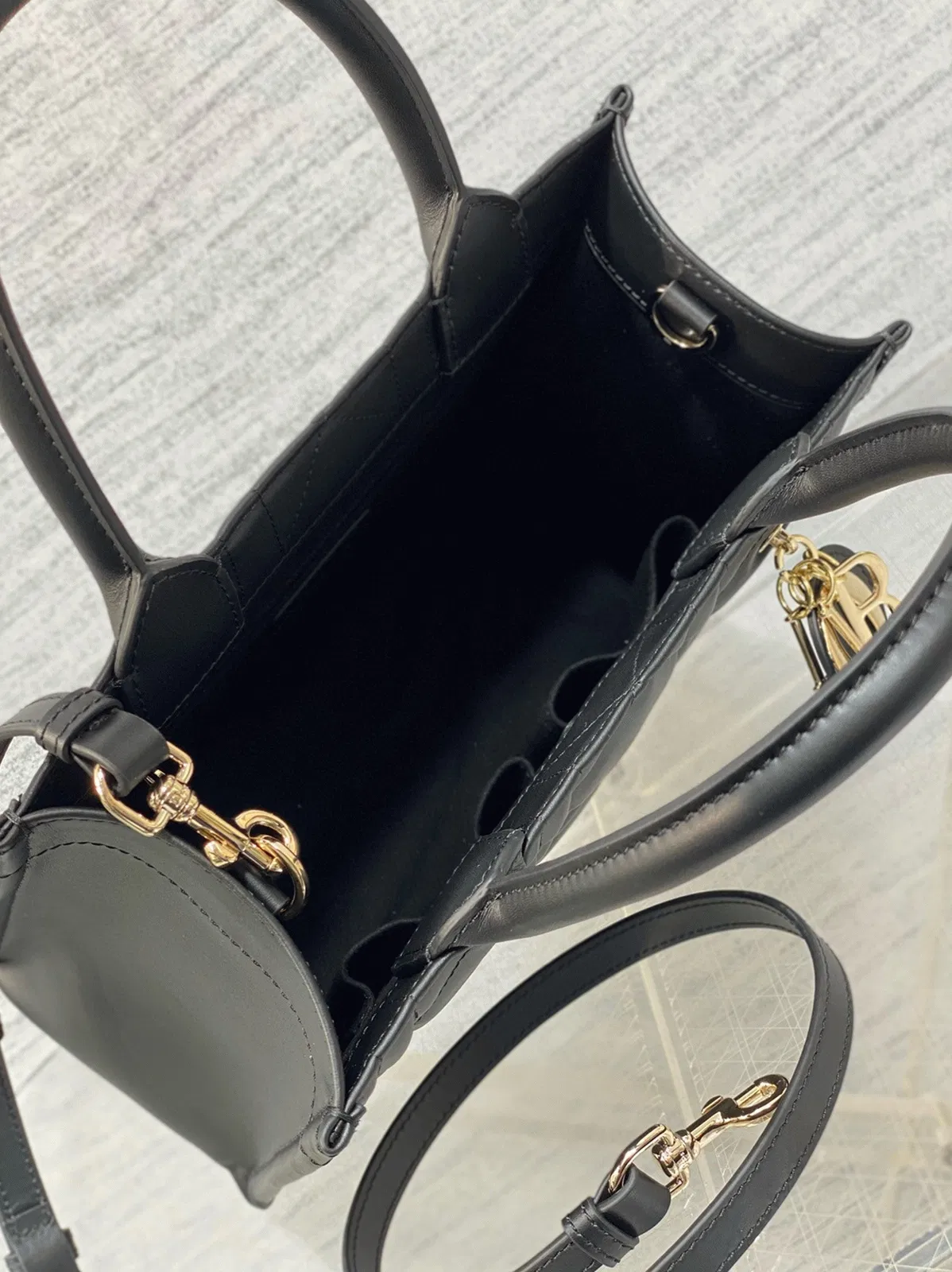 Dior Small Book Tote Bag with Strap in Black — image 9