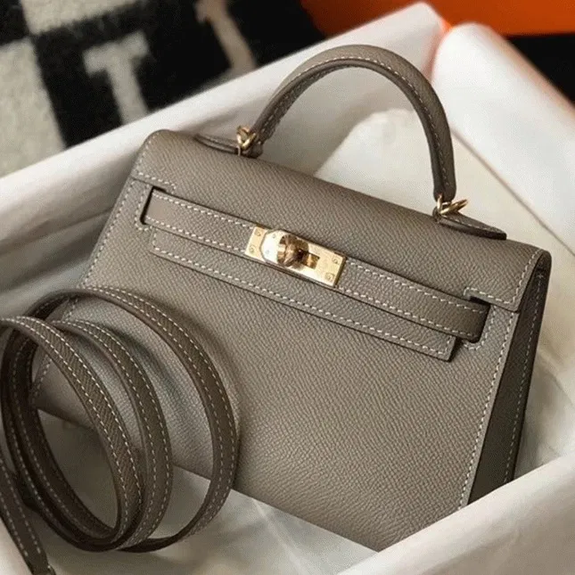 Hermes Kelly Mini II Bag in Gris Asphalt