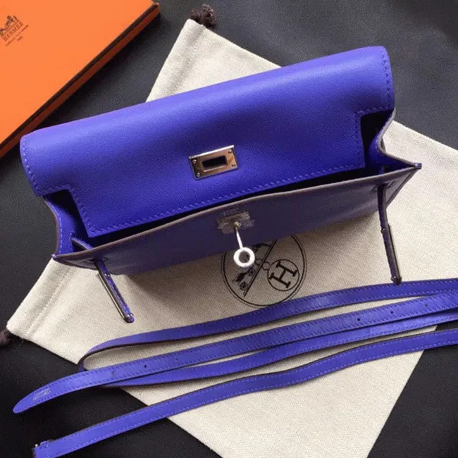 Blue Swift Leather Hermes Kelly Danse Shoulder Bag — image 6