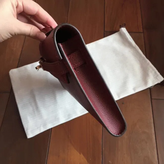 Bordeaux Epsom Hermes Kelly Cut Clutch Sleek Purse — image 5