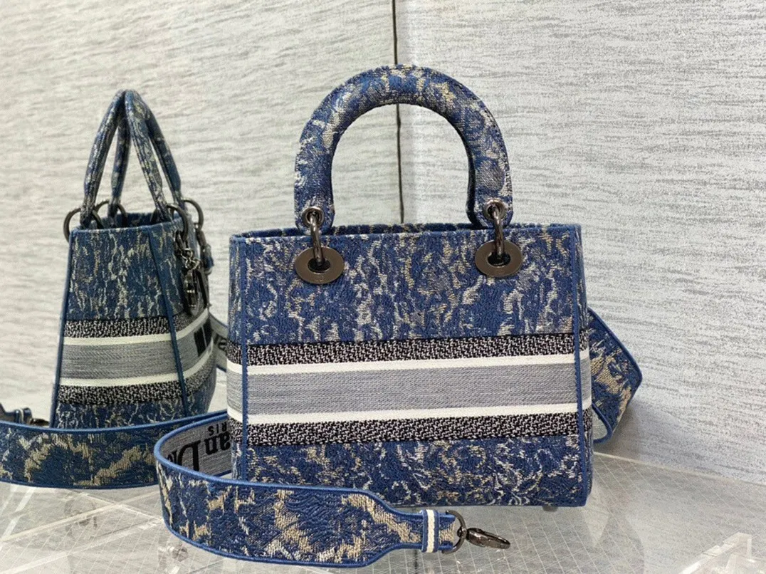 Dior Lady D-Lite Medium Bag in Blue Brocart Denim-Effect Embroidery — image 5