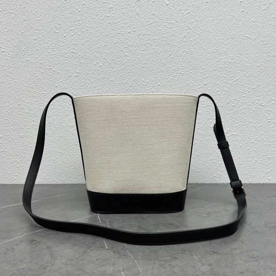 Top Quality Celine Small Bucket Cuir Triomphe In White Textile — image 2