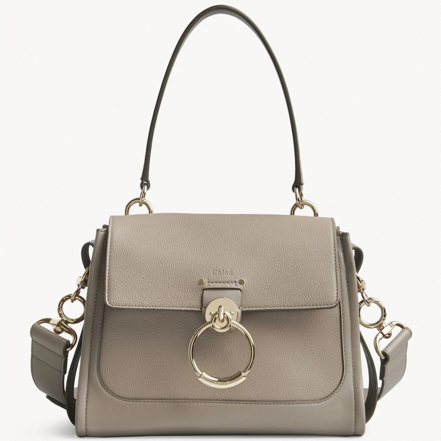 Top Quality Chloe Small Tess Day Bag In Grey Grained Leather