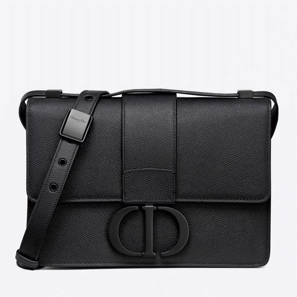 Dior 30 Montaigne Medium Bag in Black Ultramatte Grained Calfskin