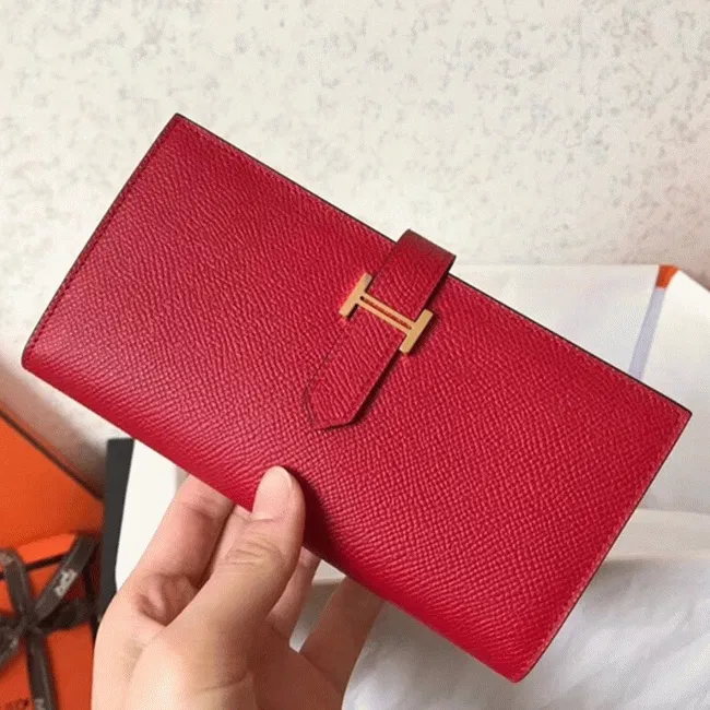 Red Epsom Hermes Bearn Wallet