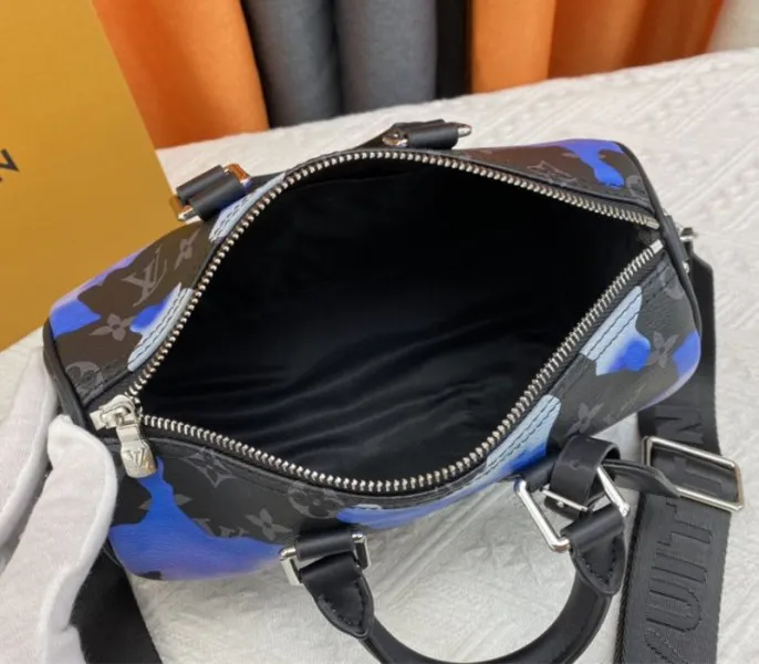 Louis Vuitton Monogram Eclipse Keepall Bandouliere 25 Travel Bag In Blue And Purple Sunrise — image 6