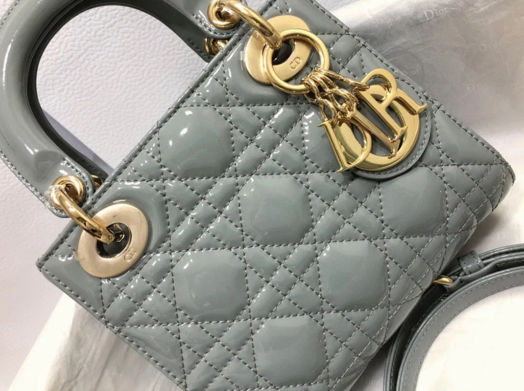 Dior Lady Dior Mini Chain Bag with Chain in Grey — image 7