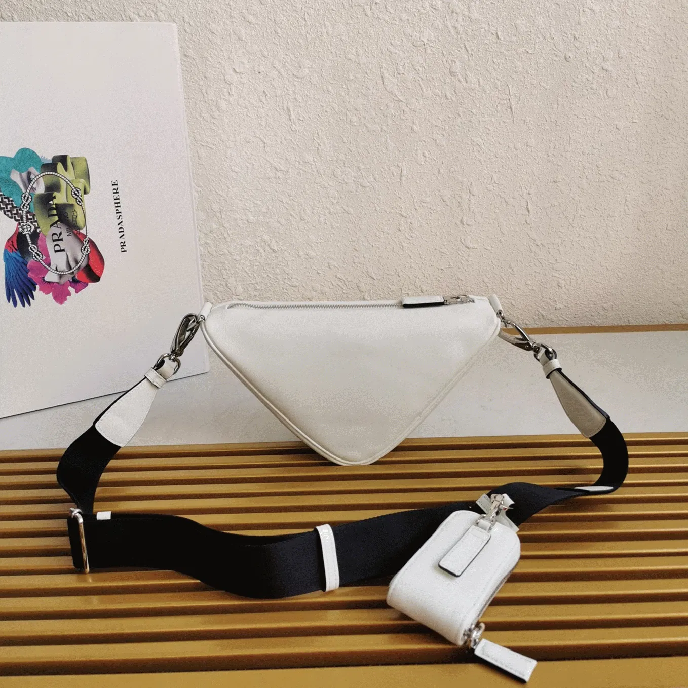 Prada Triangle Shoulder Bag in White — image 5