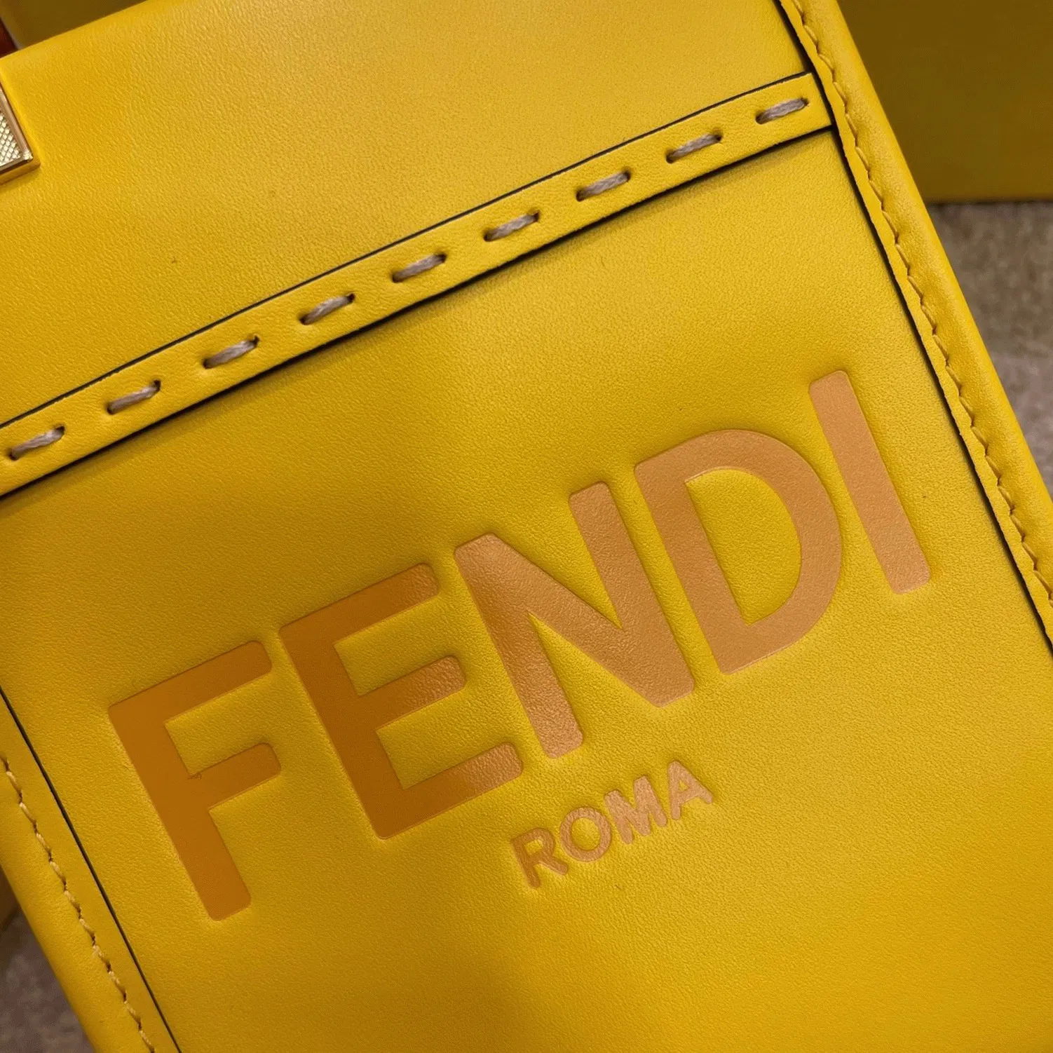 Top Quality Fendi Mini Sunshine Shopper Bag In Yellow Leather — image 10