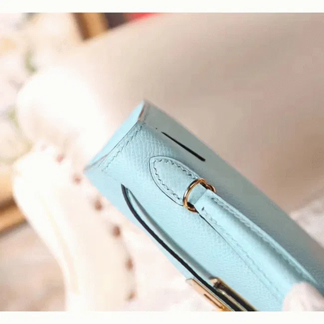 Blue Zephyr Epsom Copy Designer Hermes Kelly 20cm Handbag — image 3