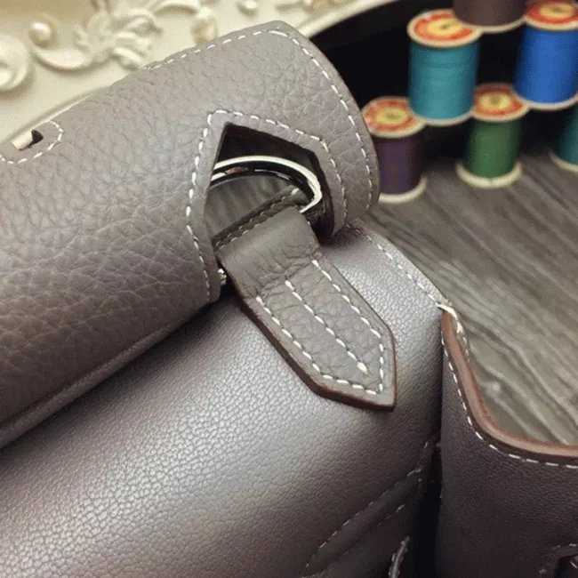 Large grey knockoff Hermes Jypsiere 31cm handbag — image 3