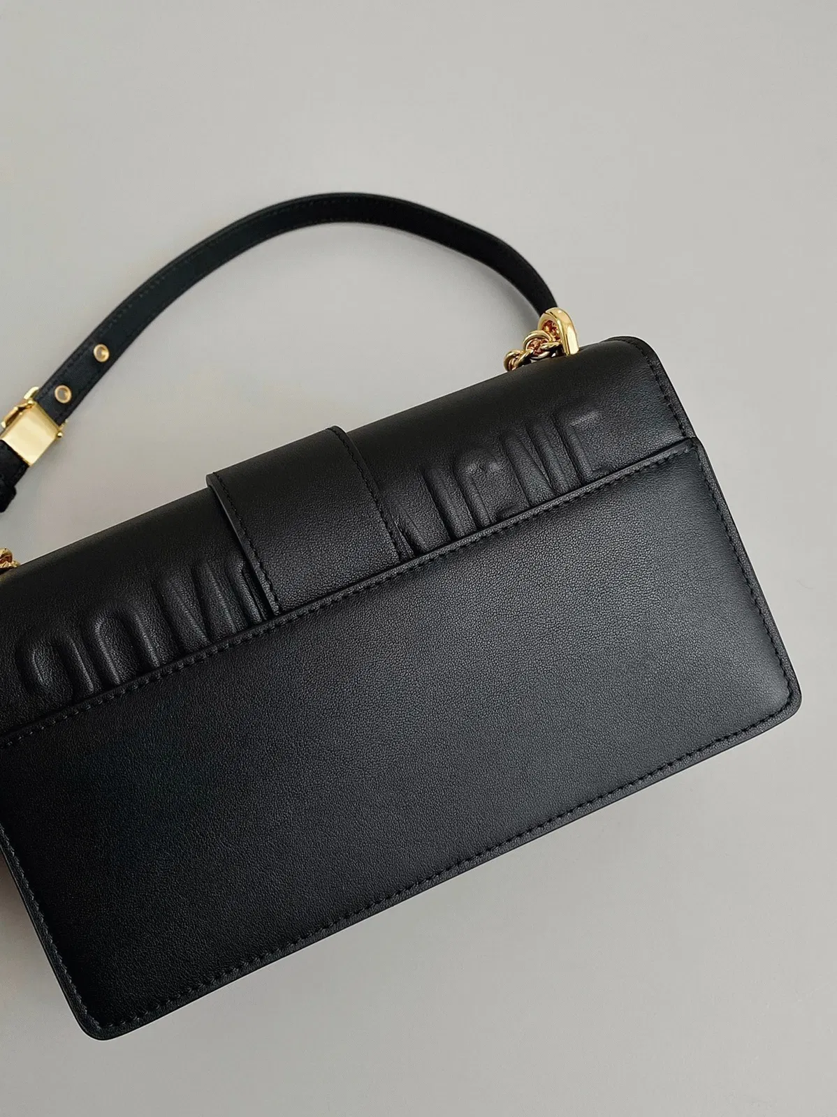 Dior 30 Montaigne East-West Bag with Chain in Black Calfskin — image 8