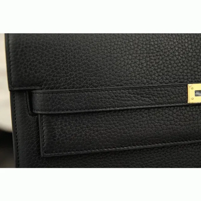 Black Calf Leather Top Hermes Kelly Depeche 38cm Professional Briefcase — image 8