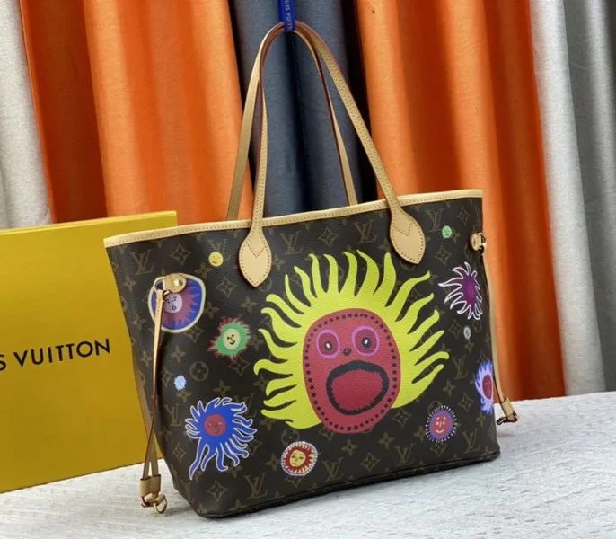 Louis Vuitton X YK Monogram Canvas Neverfull MM Tote With Faces Print — image 3