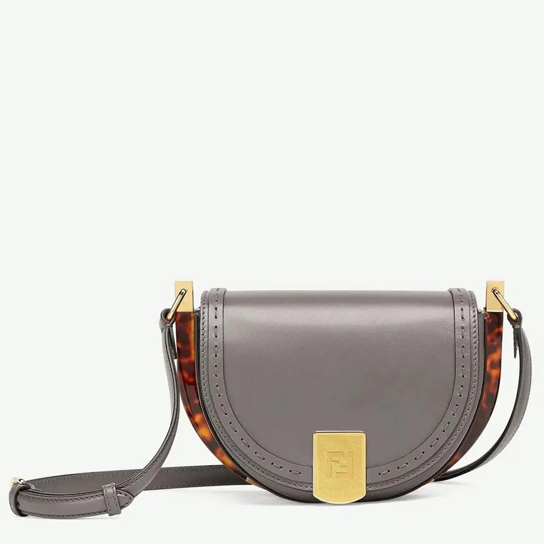 Top Quality Fendi Moonlight Saddle Bag In Grey Calfskin