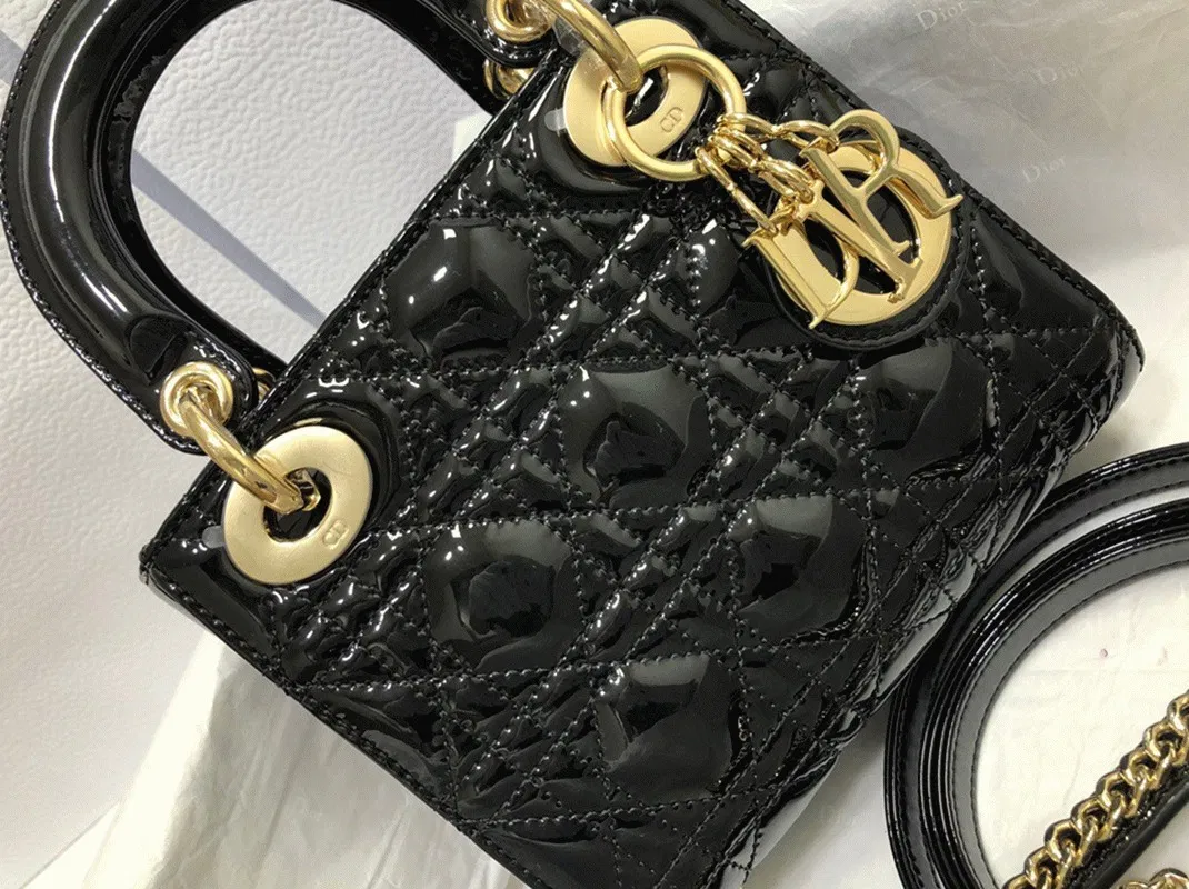 Dior Lady Dior Mini Chain Bag with Chain in Black — image 8