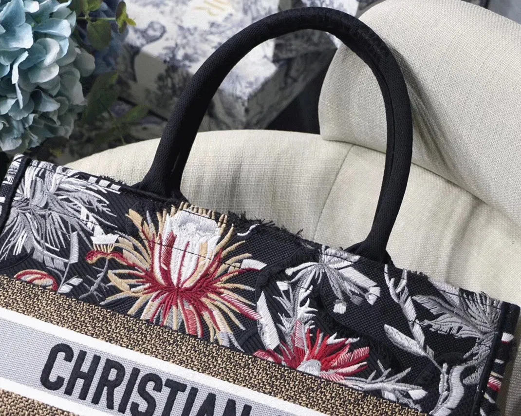 Dior Medium Book Tote in Black Camouflage with Multicolored — image 3