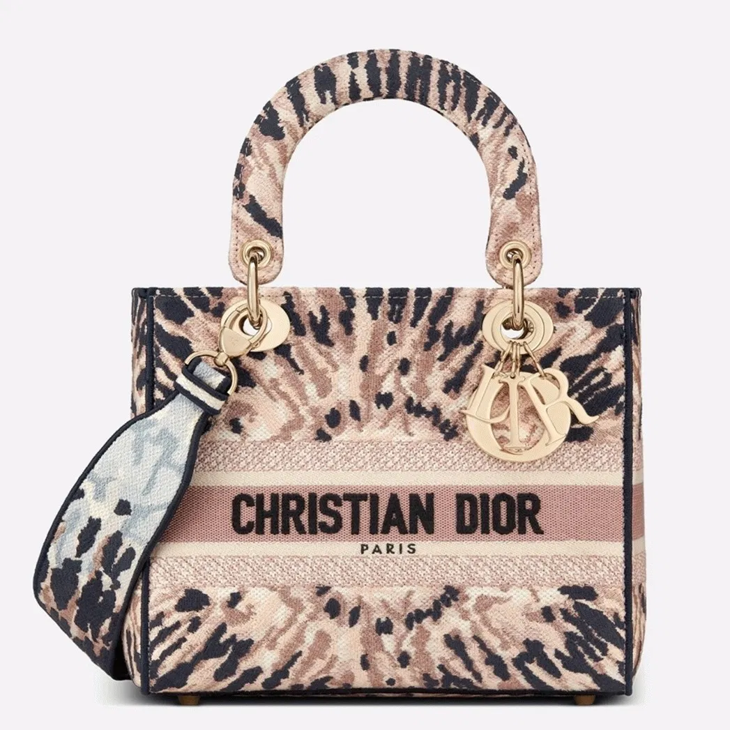 Dior Lady D-Lite Medium Bag in Multicolor Tie Embroidery