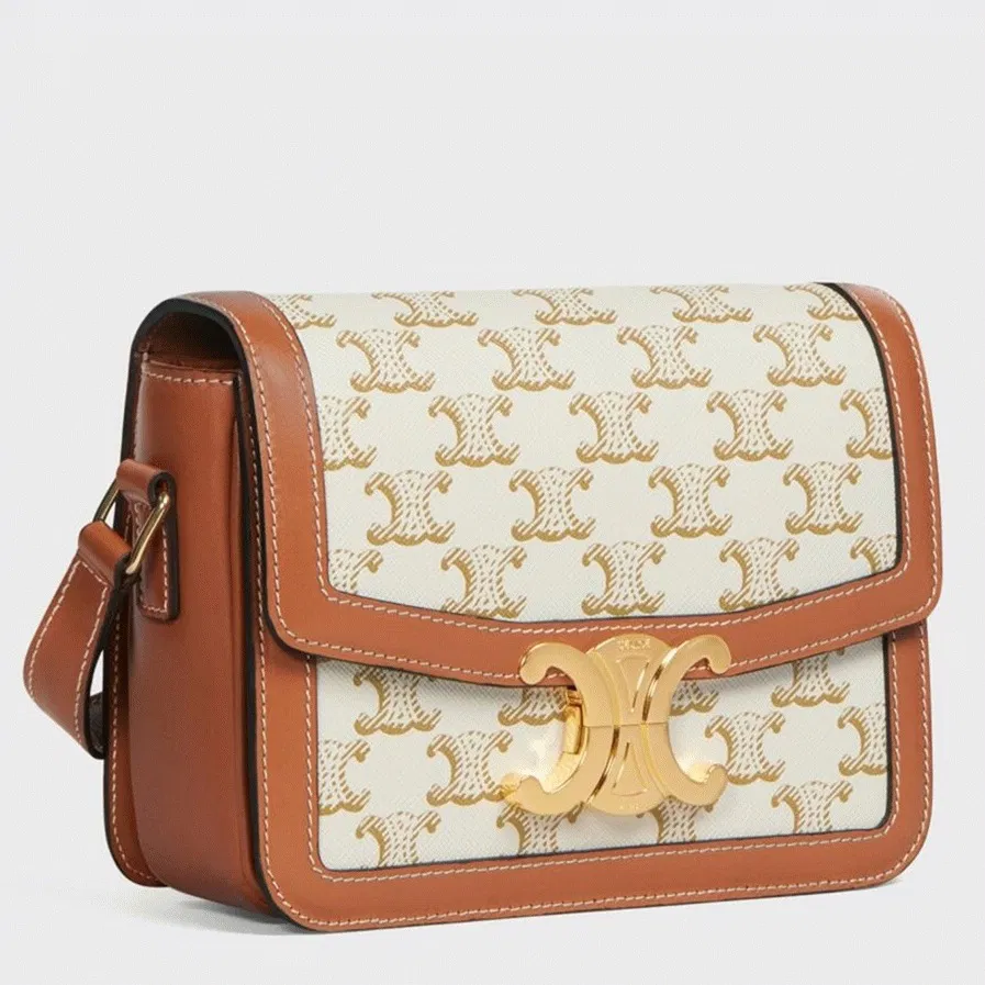 Top Quality Celine Triomphe Teen Bag In White Triomphe Canvas