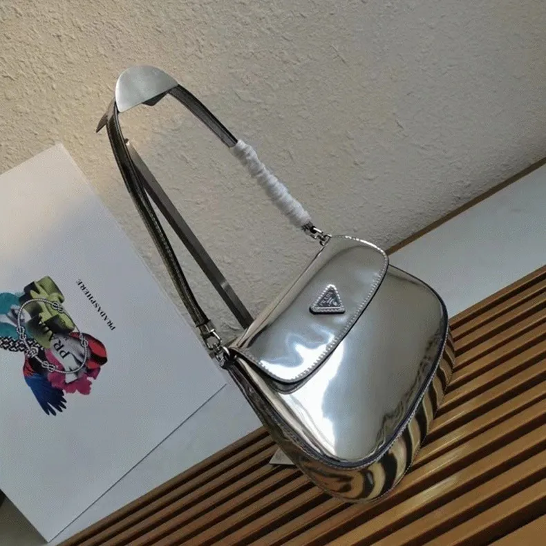 Silver Prada Cleo Flap Bag Knockoff — image 8