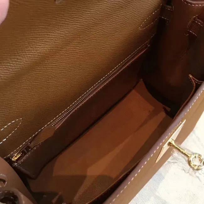 Brown Epsom Luxury Hermes Kelly Sellier 28cm Elegant Purse — image 6