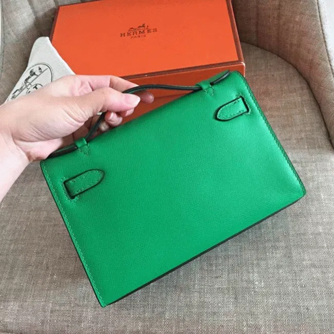 Bamboo Epsom Knockoff Hermes Kelly Pochette Nature-Tone Bag — image 6