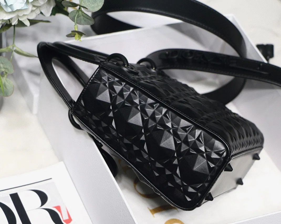 Dior Small Lady Dior My ABCDior Bag in Black Calfskin with Diamond Motif — image 3