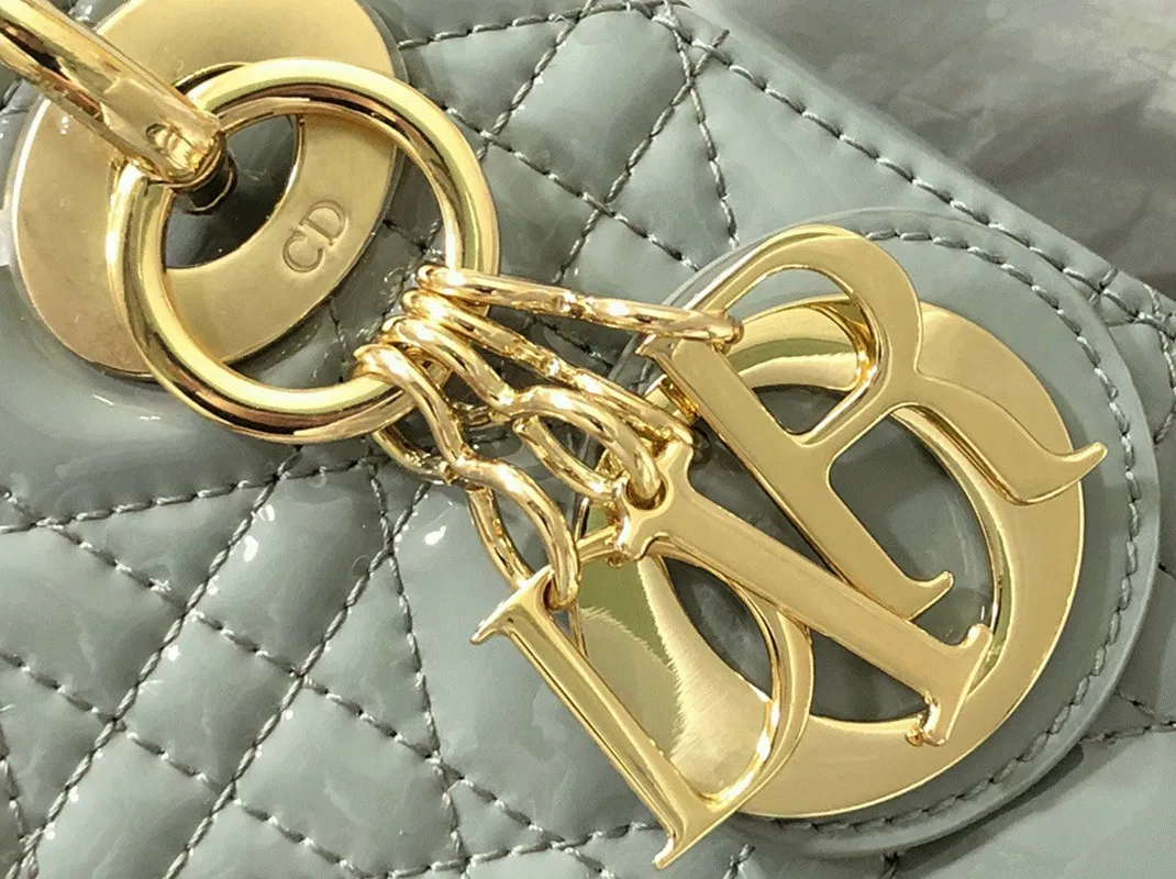 Dior Lady Dior Mini Chain Bag with Chain in Grey — image 2