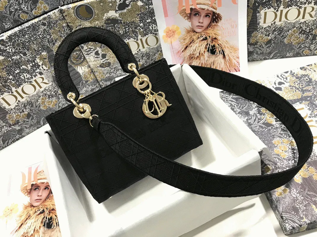 Dior Lady D-Lite Medium Bag in Black Cannage Embroidered Canvas — image 5