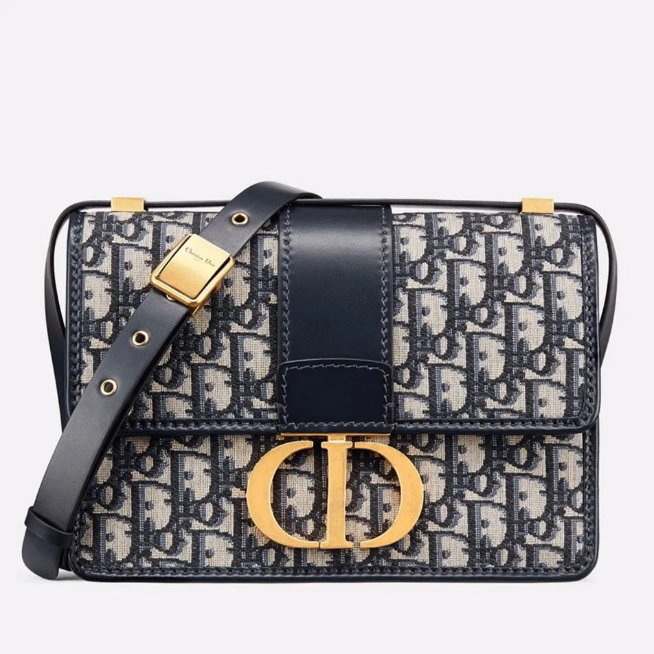 Dior 30 Montaigne Medium Bag in Blue Dior Oblique Jacquard