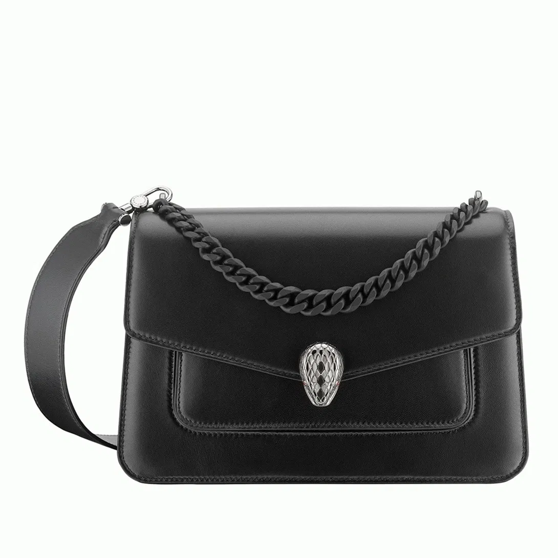 Bvlgari Serpenti Forever Medium Crossbody Bag with Chain Noir