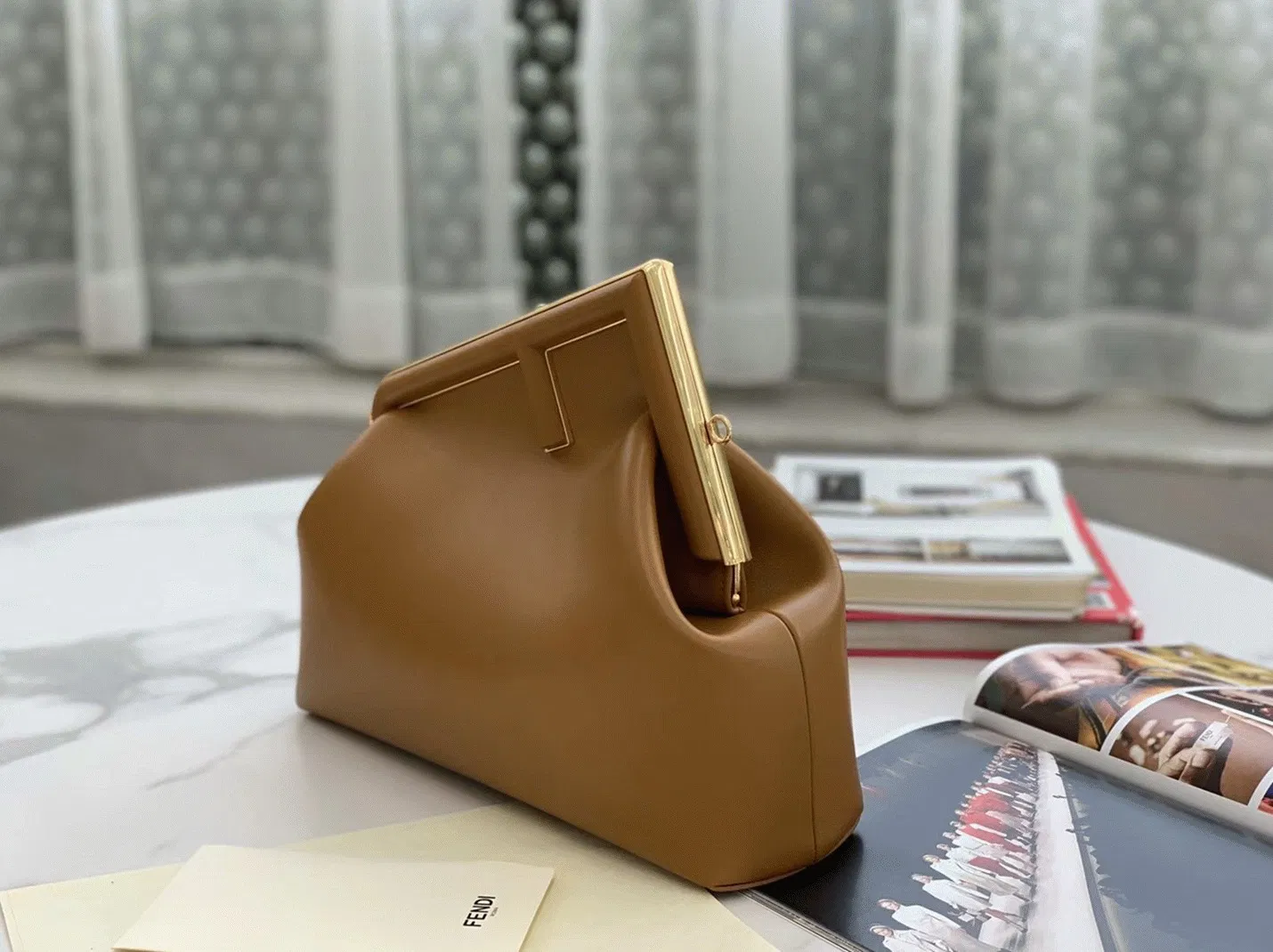Top Quality Fendi First Medium Bag In Brown Nappa Leather — image 7