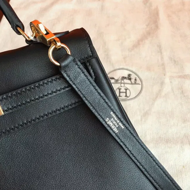 Black Swift Hermes Kelly 25cm Retourne Soft Bag — image 4