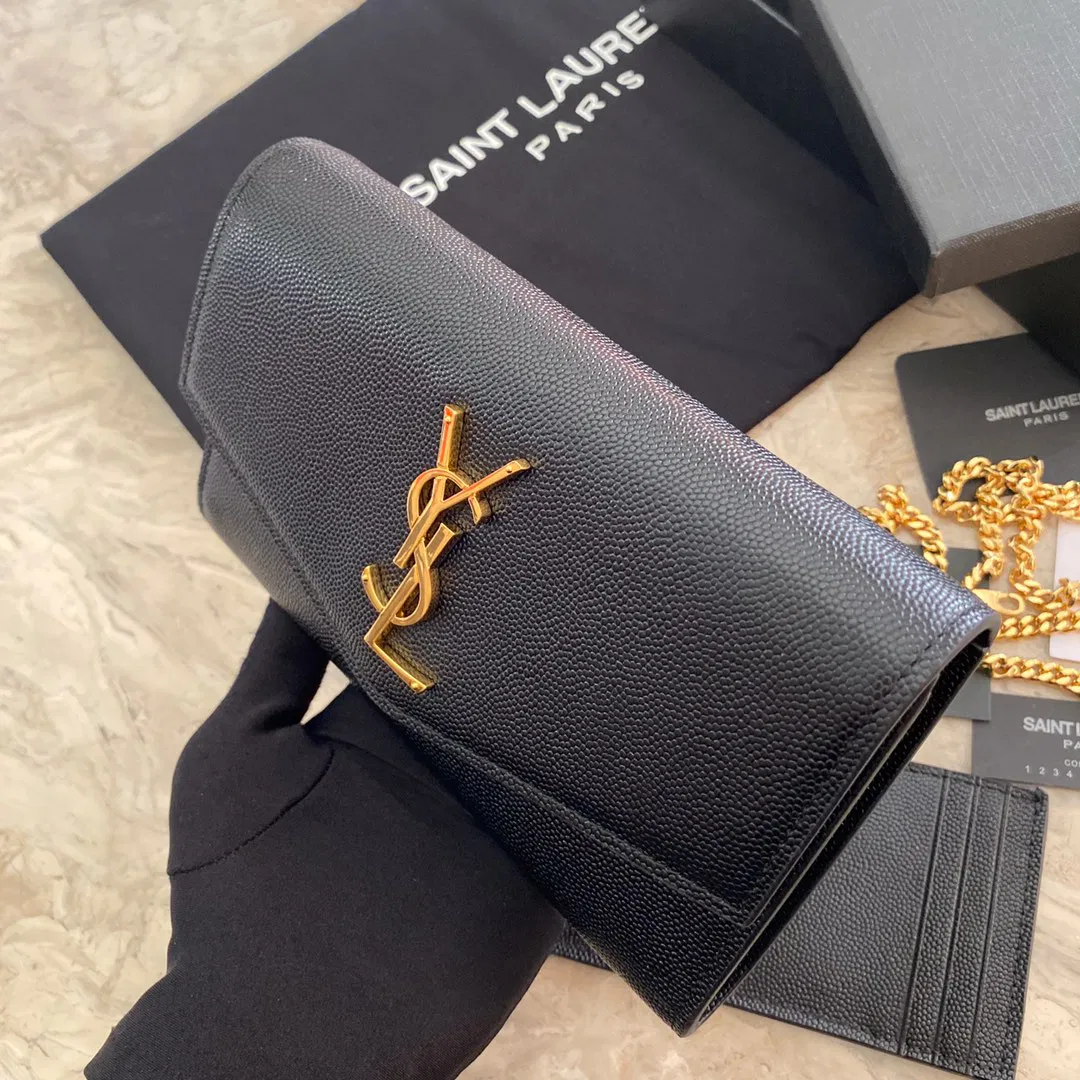 UPTOWN CHAIN WALLET IN CROCODILE-EMBOSSED SHINY LEATHER — image 5