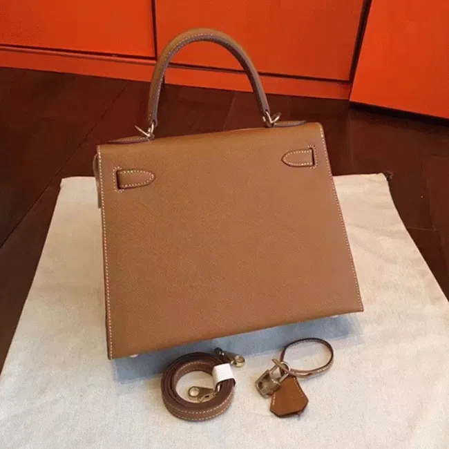 Brown Epsom Luxury Hermes Kelly Sellier 28cm Elegant Purse — image 8