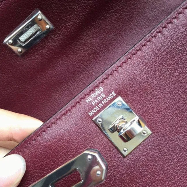 Bordeaux Swift Leather Knockoff Hermes Kelly Danse Elegant Bag — image 5