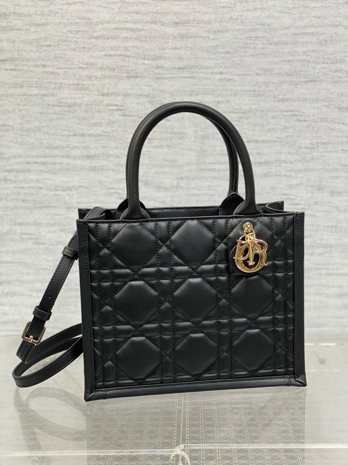 Dior Small Book Tote Bag with Strap in Black — image 2