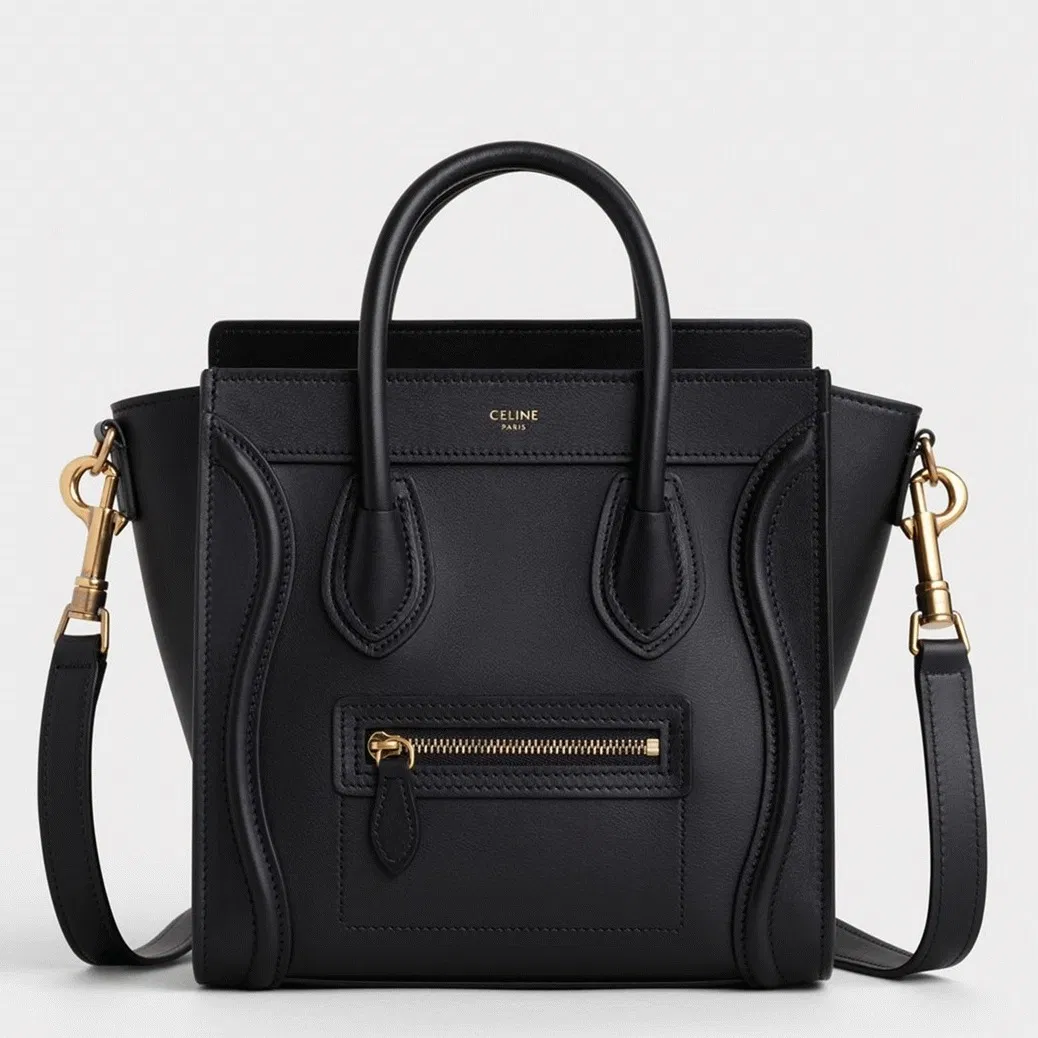 Celine Nano Luggage Tote Bag in Black
