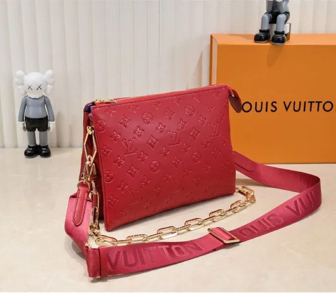 Louis Vuitton Coussin PM Bag In Red With Jacquard Strap — image 3