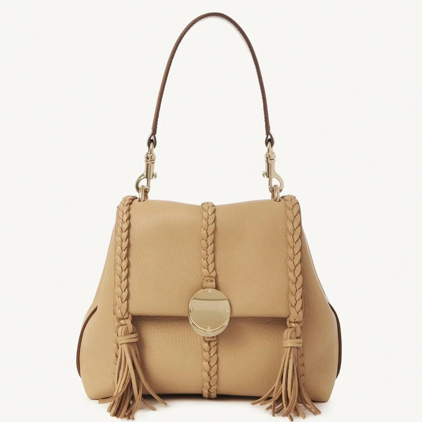 Top Quality Chloe Penelope Small Shoulder Bag in Beige Grained Calfskin