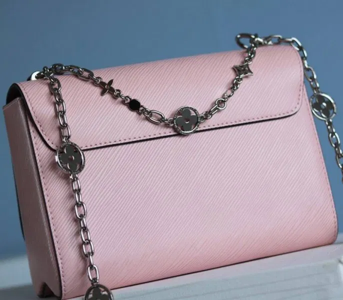 Louis Vuitton Epi Leather Twist MM With Flowers Jewels Chain Bag In Rose Bellerine Pink — image 4
