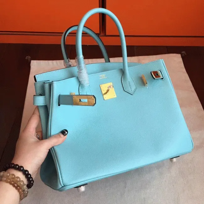 Blue Atoll Color Designer Hermes Birkin 35cm Handbag — image 4