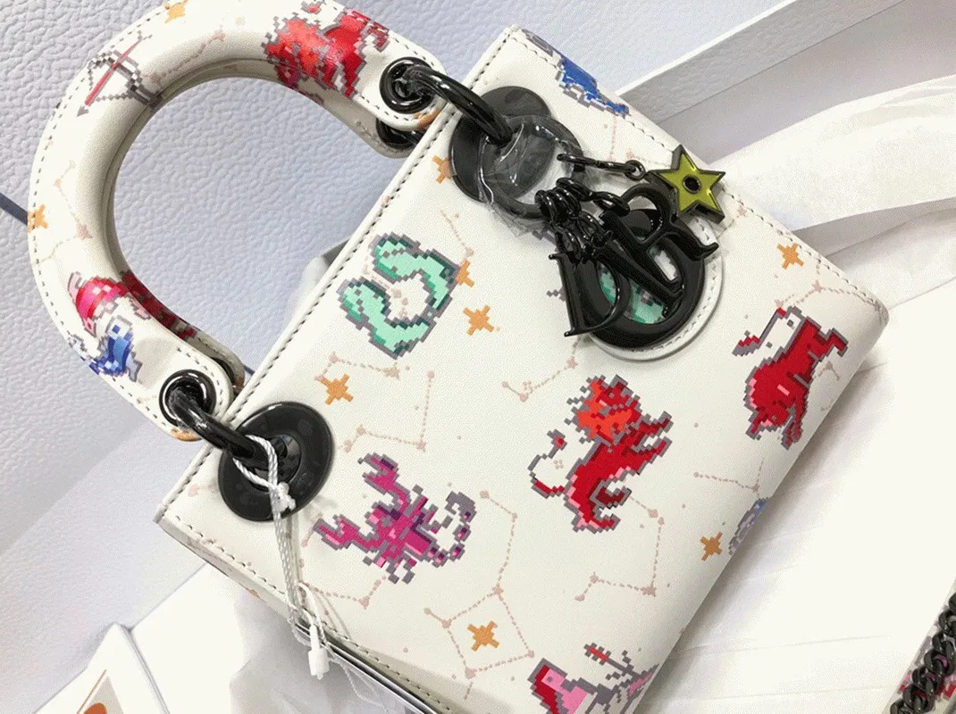 Dior Lady Dior Mini Bag in White Calfskin with Pixel Zodiac Print — image 8
