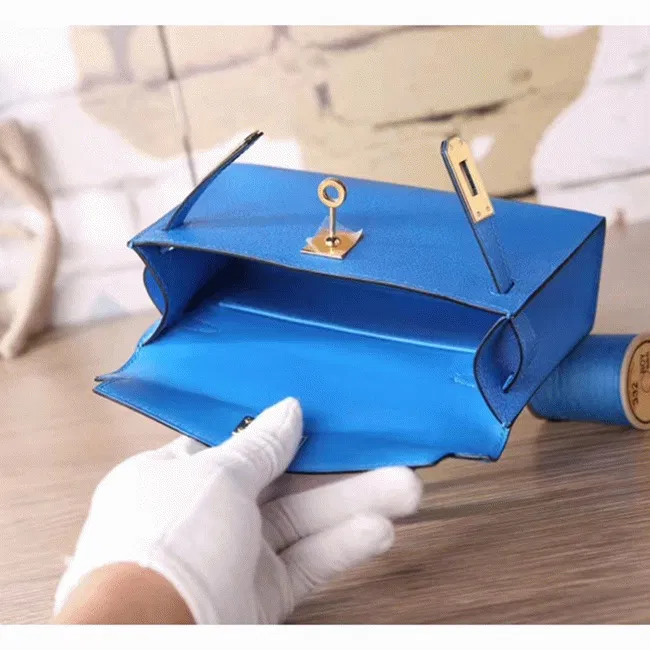 Blue Hydra Chevre Hermes Kelly 20cm Petite Handbag — image 5