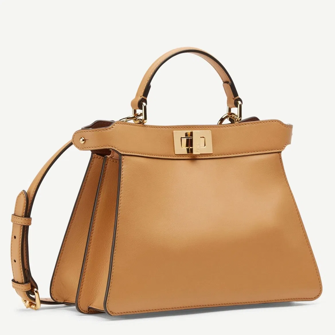 Top Quality Fendi Peekaboo ISeeU Small Bag In Beige Calfskin