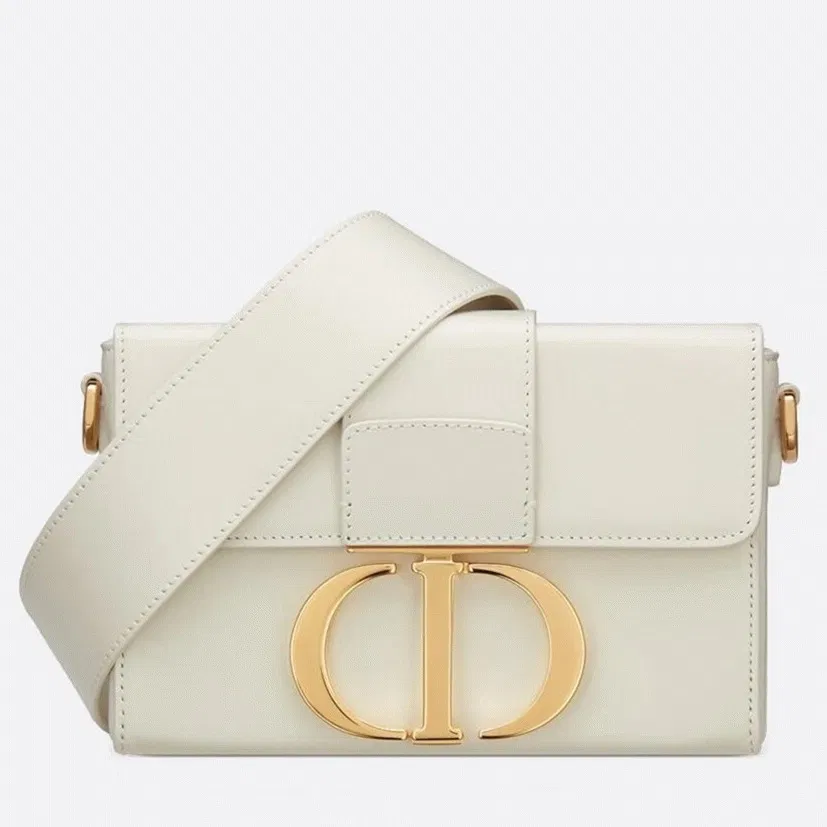 Dior 30 Montaigne Box Bag Knockoff in White Box Calfskin