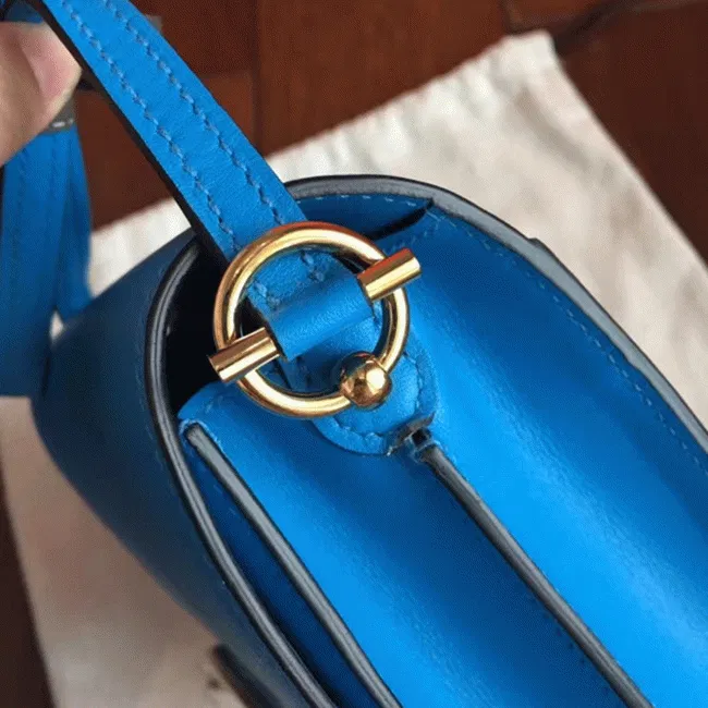Blue hydra luxury Hermes Mini Sac Roulis handbag — image 7