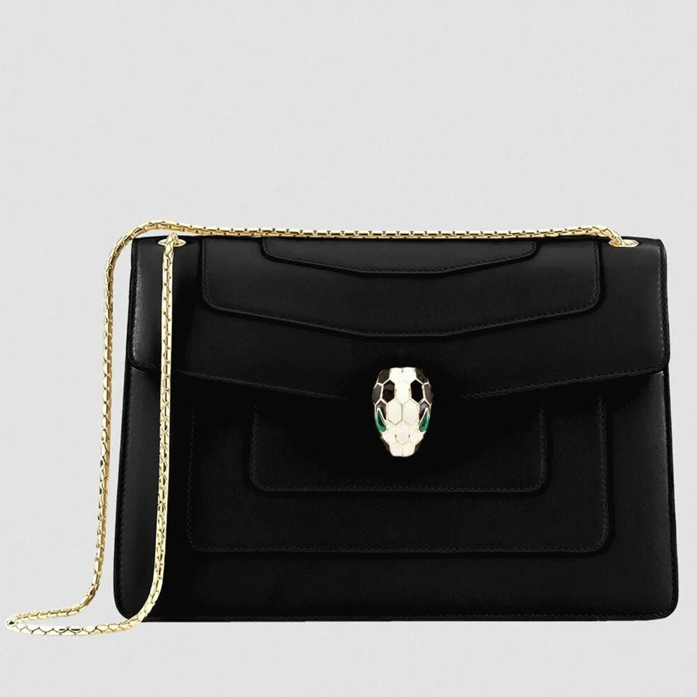 Bvlgari Serpenti Forever Large Shoulder Bag Black Calfskin